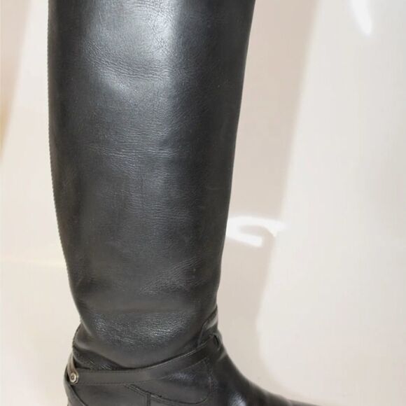 Frye Lindsay Plate Tall Black Leather Harness Riding Boots - Picture 6 of 13